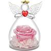 Qinqinxin Festa della Mamma Idee Regalo, Rosa Stabilizzata Vera Regalo Festa della Mamma, Eterna Rosa in Angelo di Vetro Regalo per Mamma Nonna, Regalo Donne Compleanno, Regalo Mamma Angelo Custode