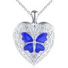 VIKILEE Cuore Portafoto Medaglione Collana Argento 925 Donna: Animale Farfalla Collana di Foto Carino-Ciondolo Portafoto Collane Amuleto Gioielli-Compleanno Anniversario Natale Regali per Lei Blu Marino