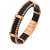Dada Gioielli - Bracciale Uomo Acciaio e Vera Pelle Design Sportivo Pneumatico Auto Moto Idea Regalo Uomo Chiusura Magnetica Regolabile (Oro Rosa)