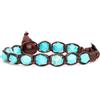 Tamashii bracciale 1 giro originale tibetano linea diamond cut realizzato con pietra naturale da 8 mm turchese e cordoncino marrone.Unisex.Tg unica.BHS911-7