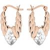 Tuscany Silver Orecchini creola a laurel in argento sterling placcato oro rosa, per donna