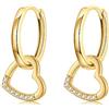 MARLION JEWELS Orecchini Cerchio Donna in Argento 925 con Cuori Pendenti, Set Orecchini Donna Cerchio con Finitura in Argento Sterling o Oro 18 Carati, Ideali per Regalo