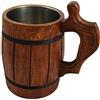 Wooden World TAZZA DI BIRRA IN LEGNO DI QUERCIA, BOCCALE CON COPERCHIO, MOLTO SOLIDO, FESTA DI PAPÀ, NATALE, REGALO, 0.5L /M2