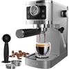 iceagle Macchina da Caffè Espresso CM1660B Manuale e Cappuccino - 20 Bar Caffettiera con Pompa Italiana | Espresso Maker 1350W, Acciaio Inox, Montalatte, Piano Scaldatazze, Serbatoio Estraibile 1,3L