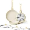 Innerwell Padella Antiaderente 20/24/28 cm con Coperchio, Beige