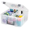 Iris Ohyama, Contenitore Portatile 18,9L con Maniglia, Organizer Trasparente con 4 Scomparti Rimovibili e Divisori, Scatola per Giocattoli per LEGO e Fai-da-te, DCB-4