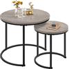 Yaheetech Set di 2 Tavolini da Salotto Rotondi, in Metallo con Struttura in Metallo Moderno Tavolino Piccolo Grigio