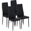 GOKHOMX Set di 4 sedie moderne da sala da pranzo, sedie da cucina con gambe in metallo, sedie da sala da pranzo, imbottite in similpelle, per sale da pranzo, cucina, ristorante, colore: nero