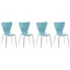 CLP Set 4 Sedie Impilabili Calisto in Legno E Metallo I Sedie Conferenza Salvaspazio I Sedia Classica Riunioni Alt. 45 CM, Colore:Azzurro