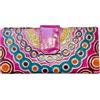 Macha Portafoglio stile etnico indiano da donna, portamonete e porta carte con cerniera e bottone a pressione, Fucsia, 20 cm sur 10 cm, Rétro