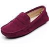 Jamron Donna Classico Scamosciato Penny Mocassini Comfort Fatto a Mano Pantofola Borgogna 24208 EU42