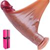 hainuo Grande fallo realistico con pelle scorrevole, fallo in silicone a doppia densità spesso 23 cm, fallo del punto G con potente ventosa, fallo strap-on per le donne, adatto per giochi vaginali o anali
