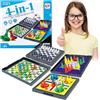 Saijer Mini Giochi da Tavolo, 4 in 1 Gioco Di Serpenti e Scale Da Viaggio Per Bambini Mini Serpenti e Scale Gioco Da Viaggio Per Bambini Giochi Di Serpenti e Scale Magnetiche Portatile Scacchi di Volo