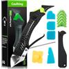 Sentoo Professionale Strumento per Calafataggio 5 in 1, Rimuovi Silicone Spatola per Silicone togli e Spatola Raschietto per Stucco Strumento Con 6 Cuscinetti Sostituibili Sigillante