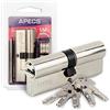 Generic APECS - Serratura cilindrica profilata, 40/40 mm, per serratura della porta d'ingresso con 5 chiavi, modello SM-80 (40/40) in argento