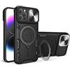 CasurvivePro Custodia magnetica per telefono compatibile con iPhone 12 Pro Cover Supporto per auto Supporto magnetico Shell militare - Nero