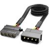 deleyCON Cavo di prolunga Molex a 4 poli da 60 cm - Alimentatore MXI per componenti PC - Connettore Molex a 4 poli femmina - Nero