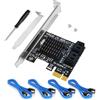 Buitrea Scheda di Espansione SATA - 4 Porte PCIe a SATA 3.0 (6Gbps) - Controller Marvell 88SE9215 - Include 4 Cavi - Per HDD/SSD, NAS, Avvio come Disco di Sistema (Non-RAID)