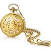 Silverora Orologio da tasca Orologi meccanici automatici: Vintage Signore Uomo Orologio analogico al quarzo oro con catena Antica cava incisione orologio a catena decorativo con scala romana Regali