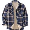 TDEOK Giacca in flanella da uomo, a quadri, in flanella, a quadretti, in pile, imbottita, fodera interna in legno, casual, slim fit, Blu marino, XXL