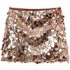 NbgrvB Gonna corta da donna alla moda con paillettes a vita media, ideale per l'uso quotidiano e occasioni speciali (S oro)