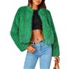 ZhuiKun Donna Cappotto in Pelliccia Sintetica Giacca Corto in Pelliccia Artificiale Caldo Invernale Collo rotondo Cardigan - Verde, L