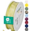Halbach Seidenbänder Nastro regalo di alta qualità con bordo in filo, larghezza 25 mm, lunghezza 25 m, certificato Öko-Tex 100, prodotto in Germania, colore: verde chiaro