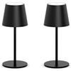 lundwa 2 pezzi Lampada da tavolo 26CM, Luce calda Colore 3000K, 5000mAh,Impermeabile IP54 lampade da tavolo senza fili, Ideale per cene in giardino, pub, feste, Ufficio, sala da pranzo(Nero)
