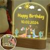 uniqicon Lampada Dinosauro, Luce Neonato Notturna, Regali Nascita Bimba, Tabellone Per Messaggi Illuminato A Led In Acrilico Con Base In Legno, Regalo Primo Compleanno Bimbo