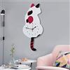 Topkey Orologio da Parete a Forma di Gatto in Acrilico Con Coda Oscillante per Soggiorno, Cucina, Camera Da Letto (42 cm x 18 cm) - Bianco
