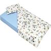 Lovely Hippo Lenzuola 80 x 160 cm con angoli + Copripiumino 120x170 cm + Federa per Cuscino per bambini (Safari Blu, Letto 80x160cm - Set 3 pezzi)