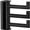 Angle Simple Gancio portasciugamani girevole a 3 bracci, in acciaio inox 304, nero opaco, stile moderno, montaggio a parete