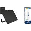 GROHE Portarotolo carta igienica GROHE Start Cube QuickFix con coperchio e colla rapida A1 (metallo, montaggio a parete, fissaggio nascosto, viti e tasselli inclusi), misura 111 mm, nero opaco, 411022430