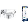 GROHE Portasapone GROHE Start Cube con supporto con GROHE QuickGlue A1 (materiale: vetro e metallo, montaggio a parete, fissaggio nascosto, con viti e tasselli), misura 125 mm, cromato, 41096000