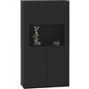 Tidyard Credenza Nero in Legno Multistrato,Credenza Soggiorno Cucina,Arredamento da Cucina,Credenza Alta per Cucina,Credenza Combinato,Armadio Sospeso+Mobile Credenza,Convenienza Madia