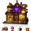 Cuteefun Miniatura Casa delle Bambole Kit, Dollhouse in Legno con LED, Kit Casa Minuscola per Adulti da Costruire, Regali Unici per Compleanni, Natale(La Magica Casa del Tesoro)