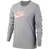 Nike G NSW Tee LS Essnt Futura Hook T-Shirt A Manica Lunga, Bambina, Carbon Heather, L