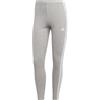 adidas Donna Essentials 3-Stripes High-Waisted Single Jersey Leggings, Medium Grey Heather / White, M