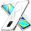 iVoler Cover per Xiaomi Redmi Note 9S / Xiaomi Redmi Note 9 PRO, Antiurto Custodia con Paraurti in TPU Morbido e 3 Pezzi Pellicola Vetro Temperato, Ultra Sottile Trasparente Silicone Protettiva Case