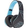 PowerLocus Cuffie Wireless Bluetooth, Cuffie Senza Fili Over Ear con Microfono Hi-Fi Audio Stereo, Pieghevoli, Cuffie Wireless e Cablate, Micro SD/TF per Ufficio/Adulti/Telefono/PC/TV (Blu)