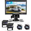 VECHTEL Telecamera Retromarcia 7 Pollici HD Monitor 2 Telecamere, IP69 Impermeabile IR Visione Notturna Telecamera di Retromarcia per Camion, Autobus, Furgoni, Camper, Pickup, 10M Cavo + 15M Cavo