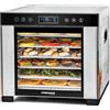 ROMMELSBACHER Essiccatore DA 950, superficie di essiccazione 0,6 m², 6 vassoi in acciaio inox, funzione di mantenimento del caldo, programma preferito, timer 99 ore, temperatura regolabile (35 °C - 75
