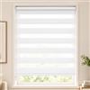 VOUNOT® Tenda a Rullo Doppia Strato Oscurante Giorno e Notte, Catenella Laterale, Bande Trasparenti e Opache, Tenda Interno Zebra Blinds Bianco, 80 x 150 cm