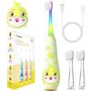 Teeteck Spazzolino elettrico per bambini dai 1 ai 6 anni in su, spazzolino elettrico con luce LED arcobaleno, con 2 testine, cavo magnetico di ricarica USB, IPX7 impermeabile, SG-2139
