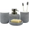 ZCCZ Set accessori bagno bianco nero 4 pezzi - Portaspazzolino, dispenser sapone, vassoio, bicchiere - Organizzatore tavolo elegante per casa e decorazione bagno moderno.