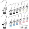 YSDMY 24Pezzi Multicolore Ganci per Bucato,Ganci per Lavanderia Portatili Girevole a 360° Grucce Ganci a Clip,Ganci con Pinza da Appendere Mollette Appendiabiti in Acciaio Inox,Mollette per Bucato
