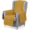 textil-home Copripoltrona 1 Posto con Braccioli LUKA, Poltrona Relax Reclinabile e Orecchie Imbottito - Misura 55 cm. SalvaDivano Reversibile. Senape