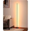 EDISHINE Lampada da Terra a LED Dimmerabile in Continuo, Luce Bianca Calda 3000K, Lampada da Terra Angolare con Interruttore a Pedale, Lampada d'Atmosfera Moderna per Camera, Soggiorno, Nero