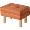 YMYNY Poggiapiedi, Pouf in Ecopelle, Superficie Morbida Rimovibile, Design in Velcro, Moderno e Sgabello per Camera da Letto, Soggiorno 41.5 x 31.5 x 32CM Arancione HBD041J
