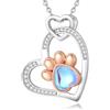 INFUSEU Collana Da Donna Argento Sterling 925 Ciondolo Gioielli Cuore Oro Rosa Zampa Cane Cuore Collana Animale Ciondolo Animale Ragazze Regalo per Donne